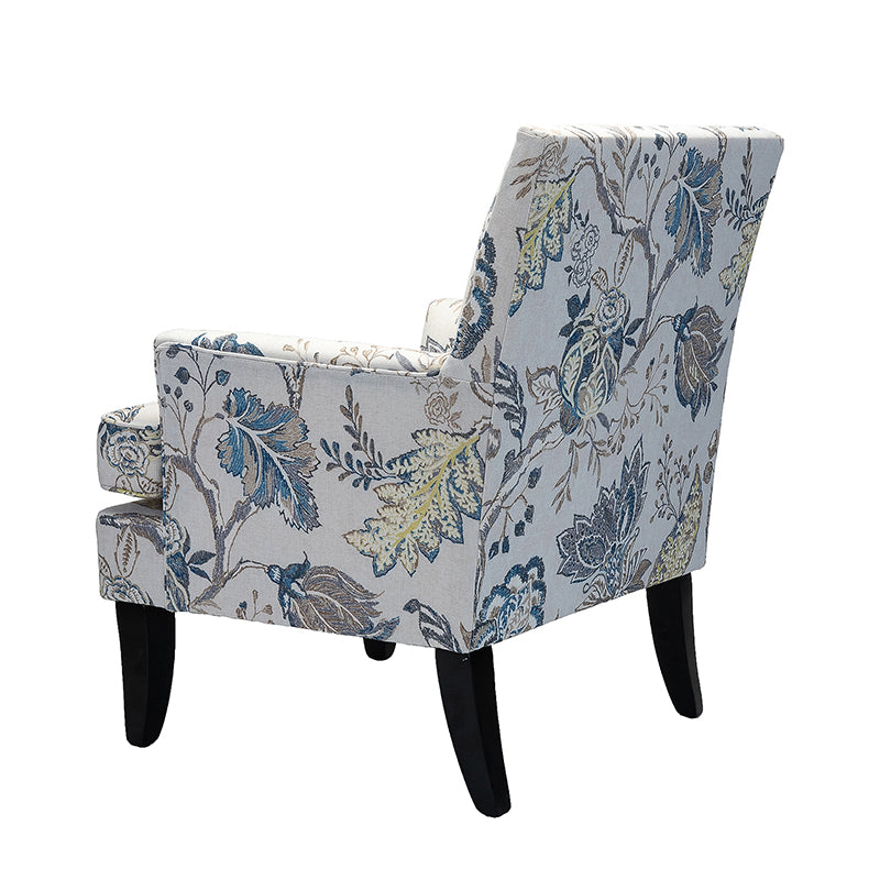 Club Chair Armchair with Nailhead Trim, Track Arms & Removable Seat Cushion | Blue Floral / Grey Stripe / Blue Stripe / Buffalo Beige / Red Floral / Black Stripe / Orange / Red Stripe / Buffalo Navy / Buffalo Black | Single Seat