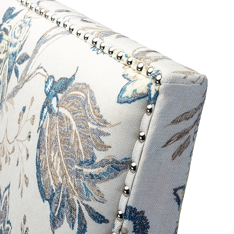 Club Chair Armchair with Nailhead Trim, Track Arms & Removable Seat Cushion | Blue Floral / Grey Stripe / Blue Stripe / Buffalo Beige / Red Floral / Black Stripe / Orange / Red Stripe / Buffalo Navy / Buffalo Black | Single Seat