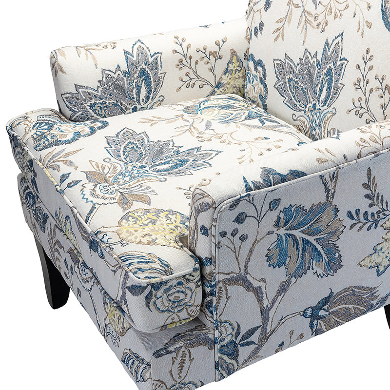 Club Chair Armchair with Nailhead Trim, Track Arms & Removable Seat Cushion | Blue Floral / Grey Stripe / Blue Stripe / Buffalo Beige / Red Floral / Black Stripe / Orange / Red Stripe / Buffalo Navy / Buffalo Black | Single Seat