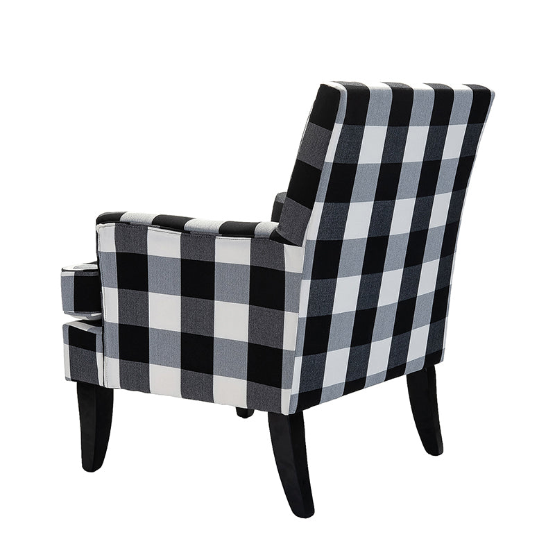 Club Chair Armchair with Nailhead Trim, Track Arms & Removable Seat Cushion | Blue Floral / Grey Stripe / Blue Stripe / Buffalo Beige / Red Floral / Black Stripe / Orange / Red Stripe / Buffalo Navy / Buffalo Black | Single Seat