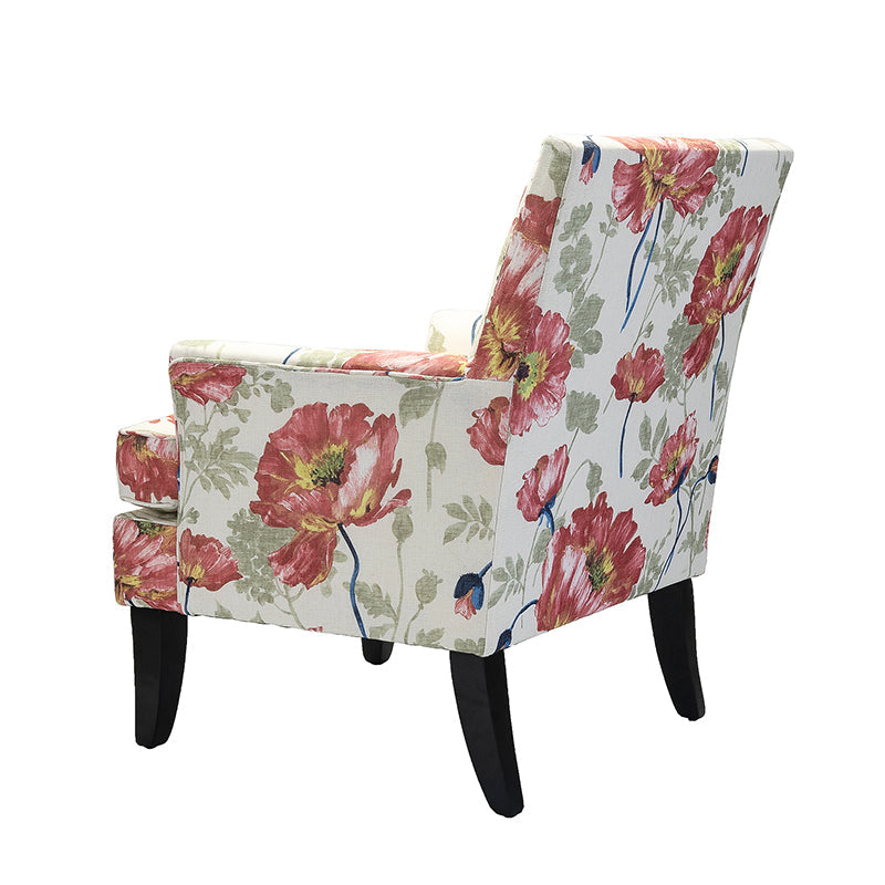 Club Chair Armchair with Nailhead Trim, Track Arms & Removable Seat Cushion | Blue Floral / Grey Stripe / Blue Stripe / Buffalo Beige / Red Floral / Black Stripe / Orange / Red Stripe / Buffalo Navy / Buffalo Black | Single Seat