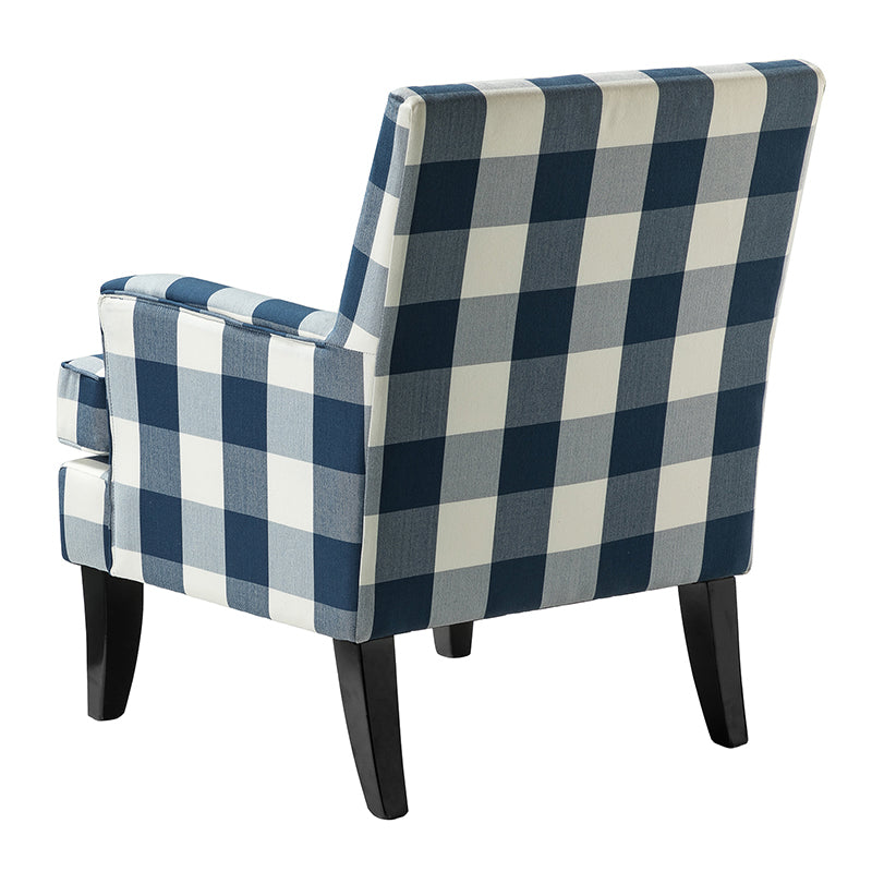 Club Chair Armchair with Nailhead Trim, Track Arms & Removable Seat Cushion | Blue Floral / Grey Stripe / Blue Stripe / Buffalo Beige / Red Floral / Black Stripe / Orange / Red Stripe / Buffalo Navy / Buffalo Black | Single Seat