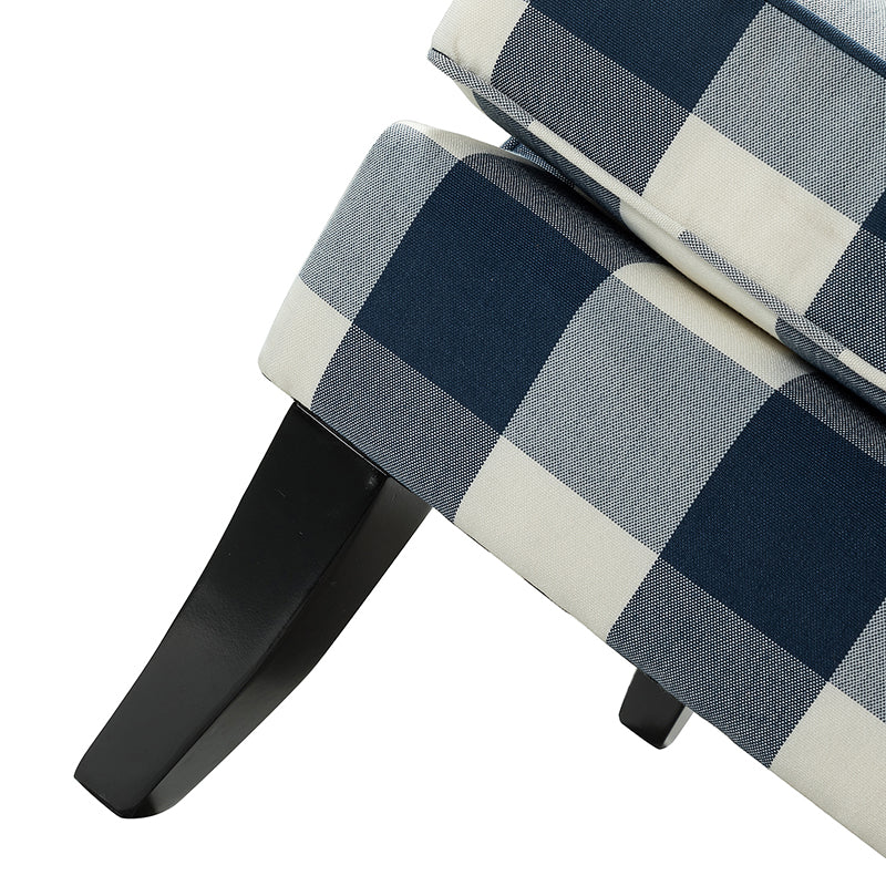 Club Chair Armchair with Nailhead Trim, Track Arms & Removable Seat Cushion | Blue Floral / Grey Stripe / Blue Stripe / Buffalo Beige / Red Floral / Black Stripe / Orange / Red Stripe / Buffalo Navy / Buffalo Black | Single Seat