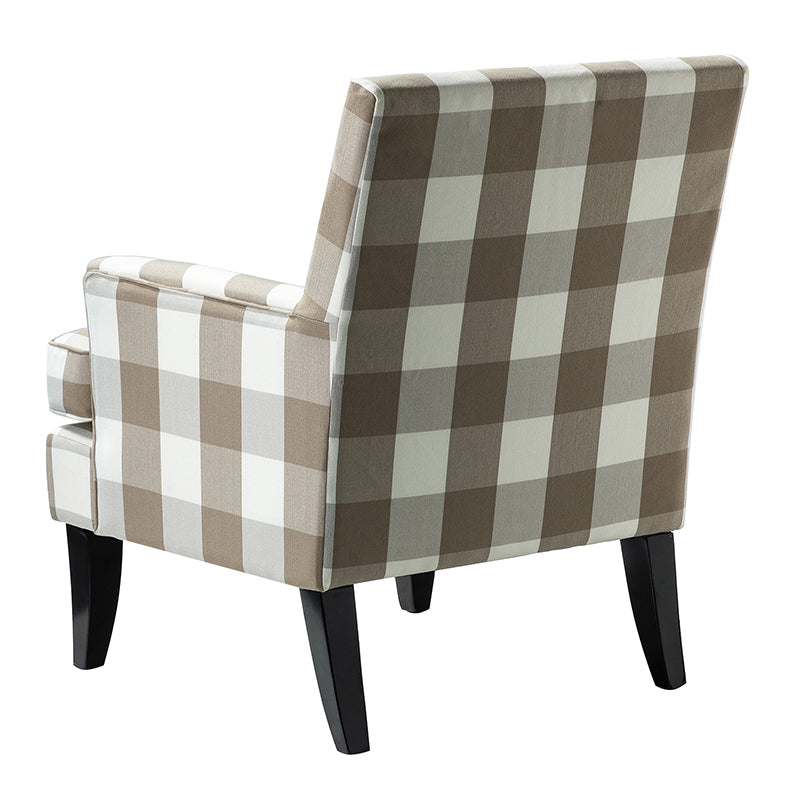Club Chair Armchair with Nailhead Trim, Track Arms & Removable Seat Cushion | Blue Floral / Grey Stripe / Blue Stripe / Buffalo Beige / Red Floral / Black Stripe / Orange / Red Stripe / Buffalo Navy / Buffalo Black | Single Seat