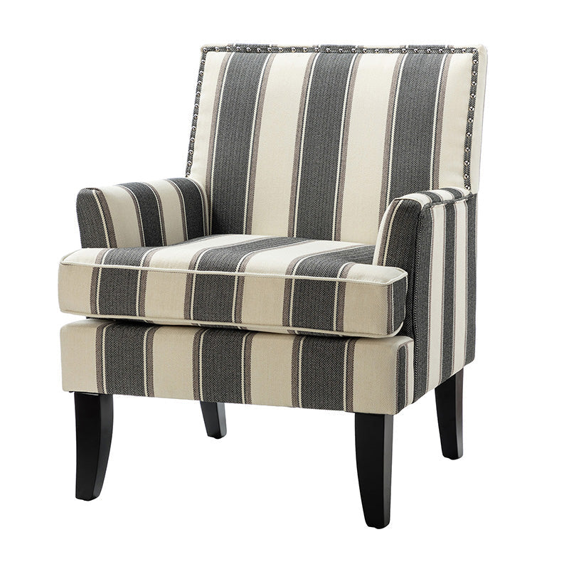 Club Chair Armchair with Nailhead Trim, Track Arms & Removable Seat Cushion | Blue Floral / Grey Stripe / Blue Stripe / Buffalo Beige / Red Floral / Black Stripe / Orange / Red Stripe / Buffalo Navy / Buffalo Black | Single Seat