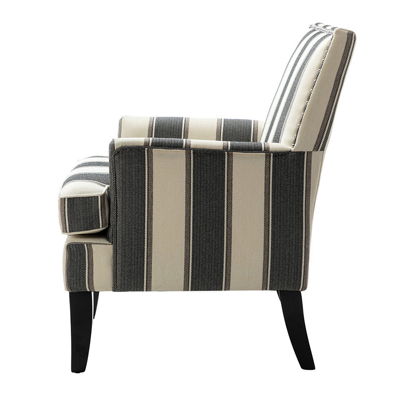 Club Chair Armchair with Nailhead Trim, Track Arms & Removable Seat Cushion | Blue Floral / Grey Stripe / Blue Stripe / Buffalo Beige / Red Floral / Black Stripe / Orange / Red Stripe / Buffalo Navy / Buffalo Black | Single Seat