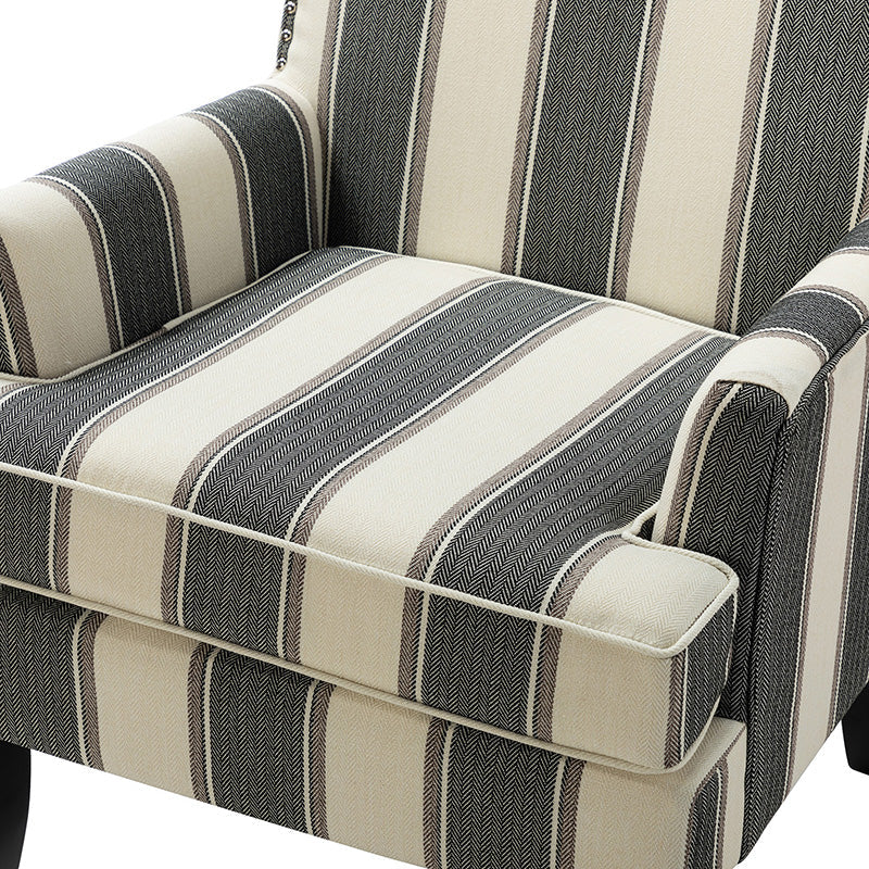 Club Chair Armchair with Nailhead Trim, Track Arms & Removable Seat Cushion | Blue Floral / Grey Stripe / Blue Stripe / Buffalo Beige / Red Floral / Black Stripe / Orange / Red Stripe / Buffalo Navy / Buffalo Black | Single Seat