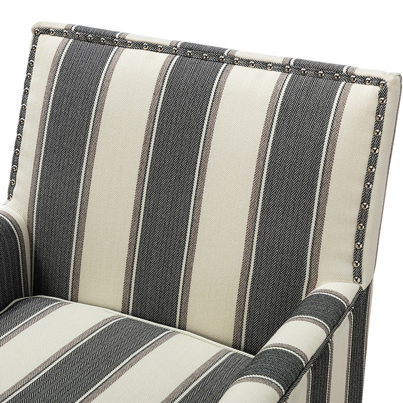 Club Chair Armchair with Nailhead Trim, Track Arms & Removable Seat Cushion | Blue Floral / Grey Stripe / Blue Stripe / Buffalo Beige / Red Floral / Black Stripe / Orange / Red Stripe / Buffalo Navy / Buffalo Black | Single Seat