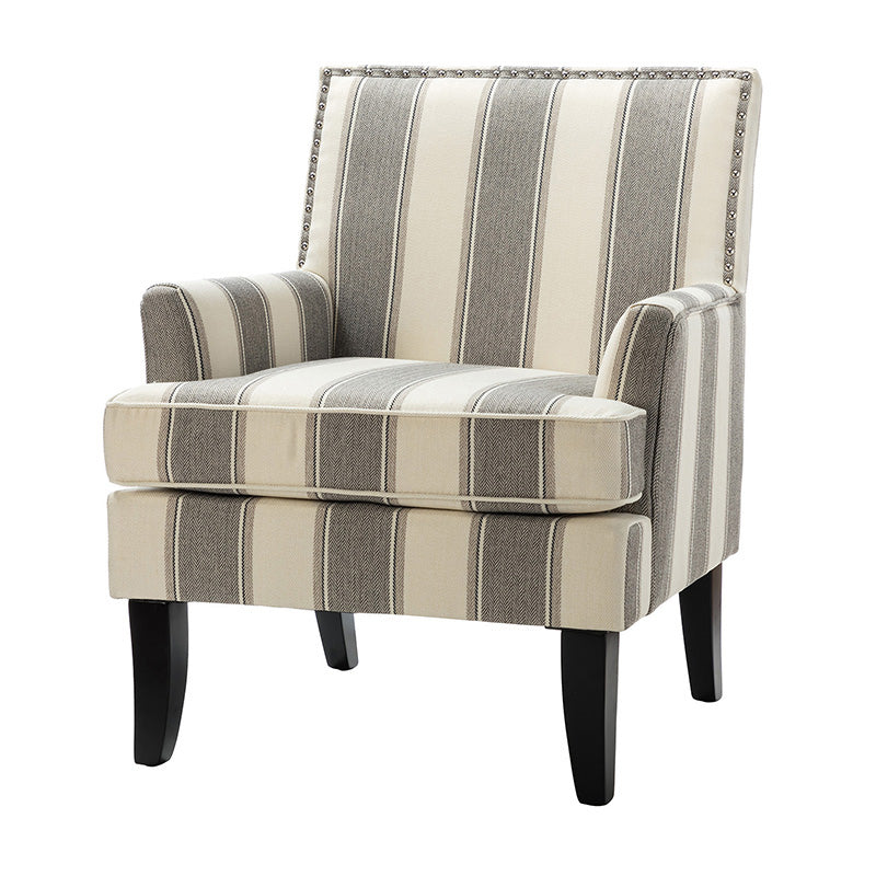 Club Chair Armchair with Nailhead Trim, Track Arms & Removable Seat Cushion | Blue Floral / Grey Stripe / Blue Stripe / Buffalo Beige / Red Floral / Black Stripe / Orange / Red Stripe / Buffalo Navy / Buffalo Black | Single Seat