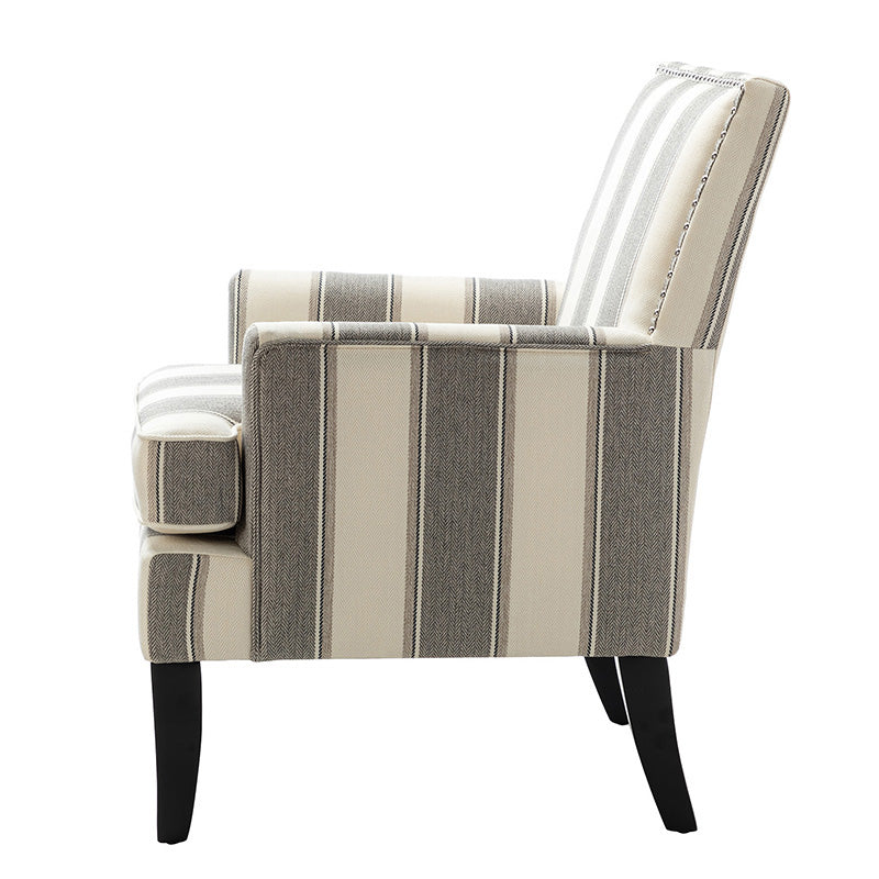 Club Chair Armchair with Nailhead Trim, Track Arms & Removable Seat Cushion | Blue Floral / Grey Stripe / Blue Stripe / Buffalo Beige / Red Floral / Black Stripe / Orange / Red Stripe / Buffalo Navy / Buffalo Black | Single Seat