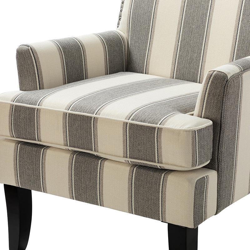 Club Chair Armchair with Nailhead Trim, Track Arms & Removable Seat Cushion | Blue Floral / Grey Stripe / Blue Stripe / Buffalo Beige / Red Floral / Black Stripe / Orange / Red Stripe / Buffalo Navy / Buffalo Black | Single Seat