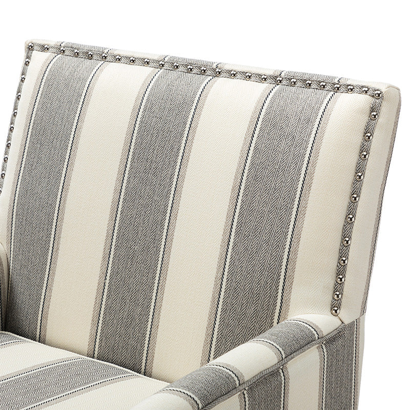 Club Chair Armchair with Nailhead Trim, Track Arms & Removable Seat Cushion | Blue Floral / Grey Stripe / Blue Stripe / Buffalo Beige / Red Floral / Black Stripe / Orange / Red Stripe / Buffalo Navy / Buffalo Black | Single Seat