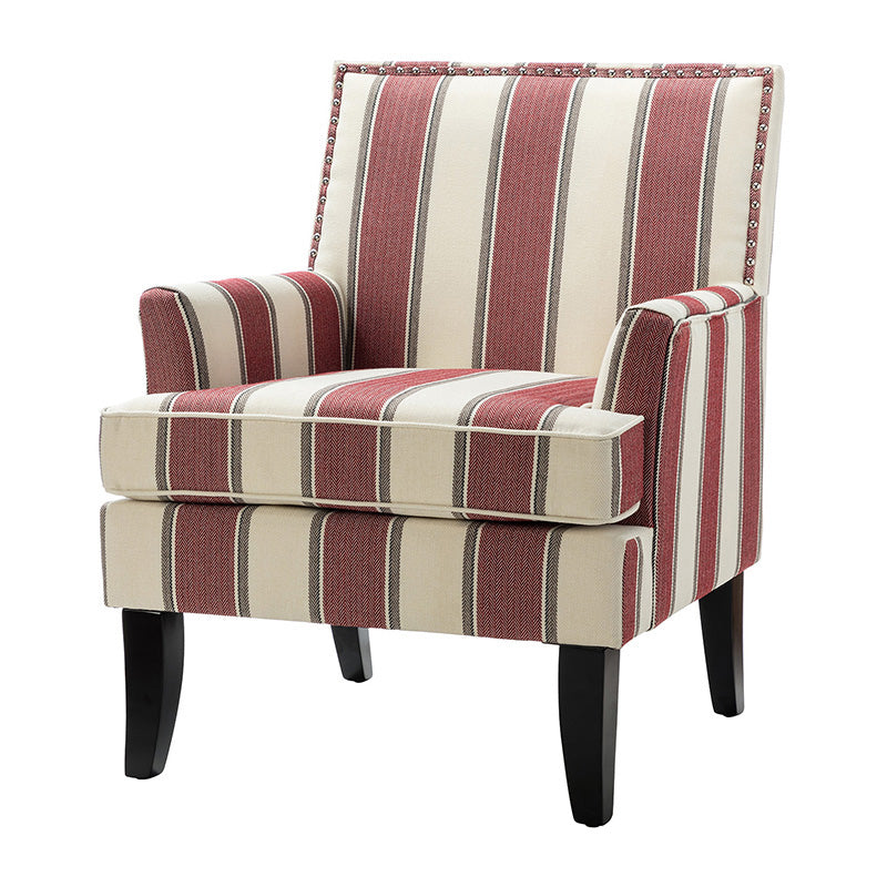 Club Chair Armchair with Nailhead Trim, Track Arms & Removable Seat Cushion | Blue Floral / Grey Stripe / Blue Stripe / Buffalo Beige / Red Floral / Black Stripe / Orange / Red Stripe / Buffalo Navy / Buffalo Black | Single Seat