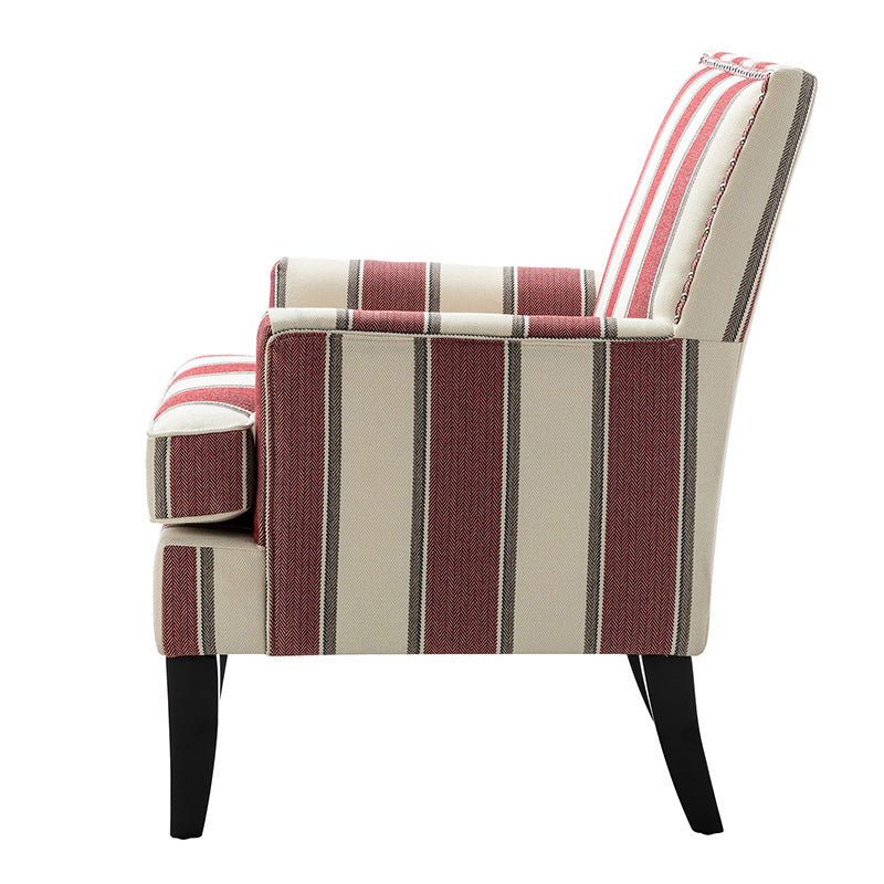 Club Chair Armchair with Nailhead Trim, Track Arms & Removable Seat Cushion | Blue Floral / Grey Stripe / Blue Stripe / Buffalo Beige / Red Floral / Black Stripe / Orange / Red Stripe / Buffalo Navy / Buffalo Black | Single Seat