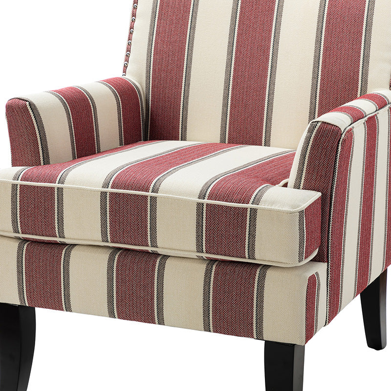 Club Chair Armchair with Nailhead Trim, Track Arms & Removable Seat Cushion | Blue Floral / Grey Stripe / Blue Stripe / Buffalo Beige / Red Floral / Black Stripe / Orange / Red Stripe / Buffalo Navy / Buffalo Black | Single Seat