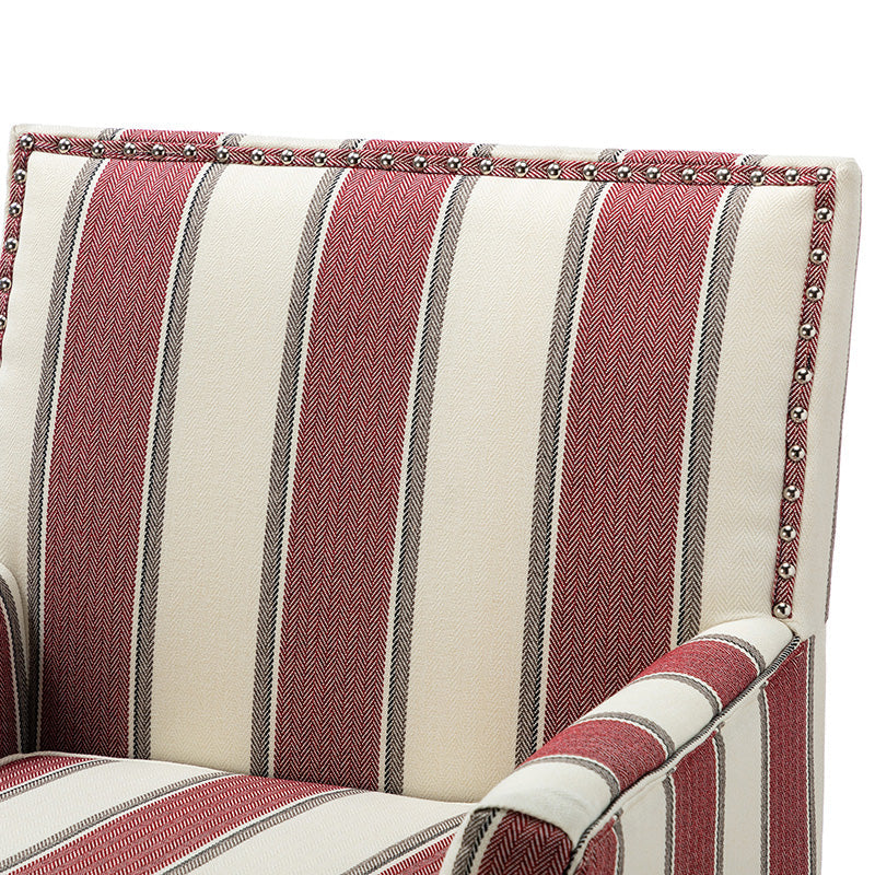 Club Chair Armchair with Nailhead Trim, Track Arms & Removable Seat Cushion | Blue Floral / Grey Stripe / Blue Stripe / Buffalo Beige / Red Floral / Black Stripe / Orange / Red Stripe / Buffalo Navy / Buffalo Black | Single Seat