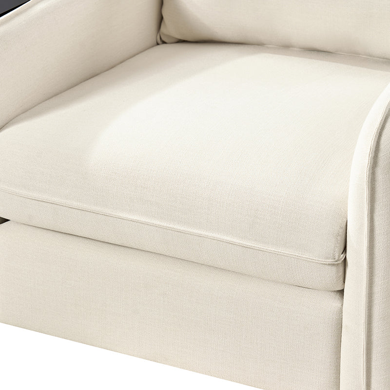 Fauteuil d'appoint en faux rotin avec coussin rembourré en polyester et garniture en mousse | Naturel / Marine | Siège unique