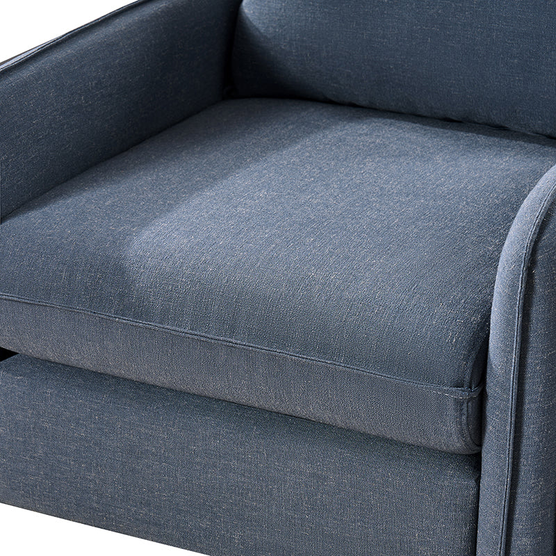 Fauteuil d'appoint en faux rotin avec coussin rembourré en polyester et garniture en mousse | Naturel / Marine | Siège unique