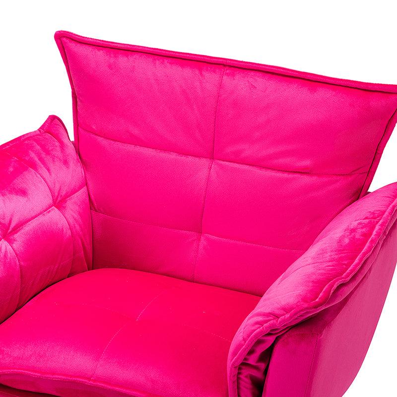 Fauteuil capitonné en velours avec rembourrage en mousse, accoudoirs et pieds en métal doré | Ivoire / Bleu marine / Sarcelle / Sauge / Vert / Fuchsia | Monoplace