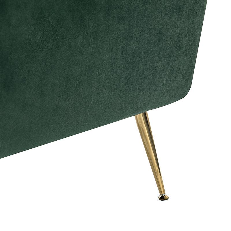 Fauteuil capitonné en velours avec rembourrage en mousse, accoudoirs et pieds en métal doré | Ivoire / Bleu marine / Sarcelle / Sauge / Vert / Fuchsia | Monoplace
