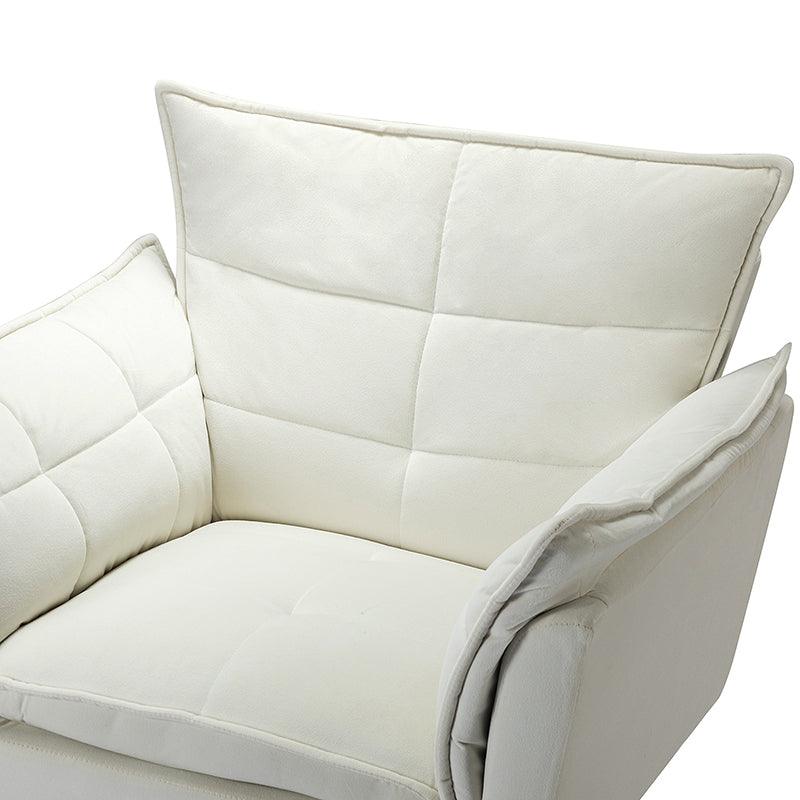 Fauteuil capitonné en velours avec rembourrage en mousse, accoudoirs et pieds en métal doré | Ivoire / Bleu marine / Sarcelle / Sauge / Vert / Fuchsia | Monoplace
