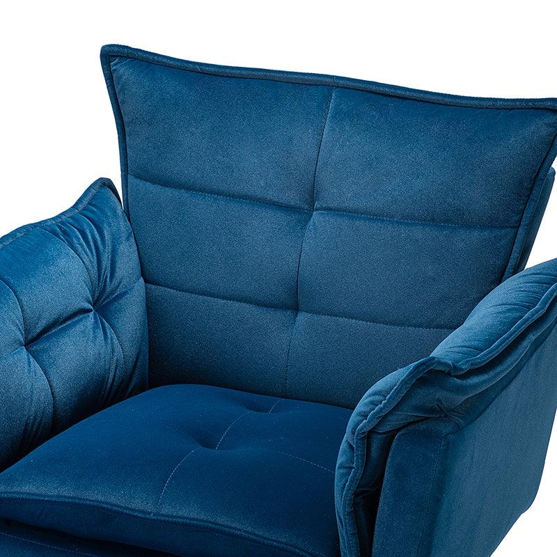 Fauteuil capitonné en velours avec rembourrage en mousse, accoudoirs et pieds en métal doré | Ivoire / Bleu marine / Sarcelle / Sauge / Vert / Fuchsia | Monoplace