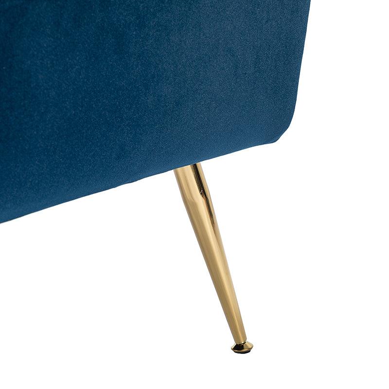 Fauteuil capitonné en velours avec rembourrage en mousse, accoudoirs et pieds en métal doré | Ivoire / Bleu marine / Sarcelle / Sauge / Vert / Fuchsia | Monoplace