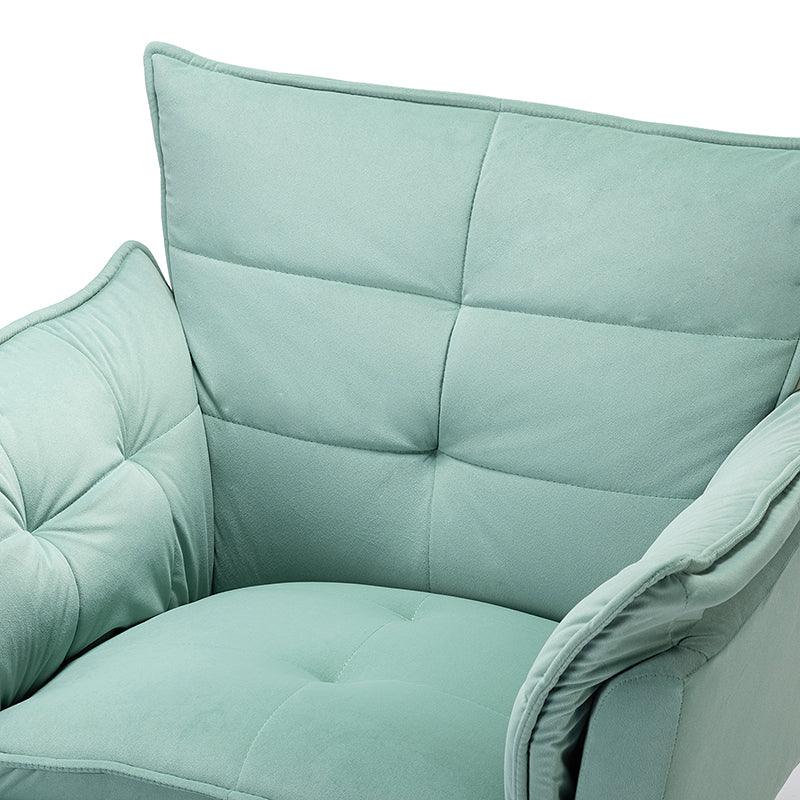 Fauteuil capitonné en velours avec rembourrage en mousse, accoudoirs et pieds en métal doré | Ivoire / Bleu marine / Sarcelle / Sauge / Vert / Fuchsia | Monoplace