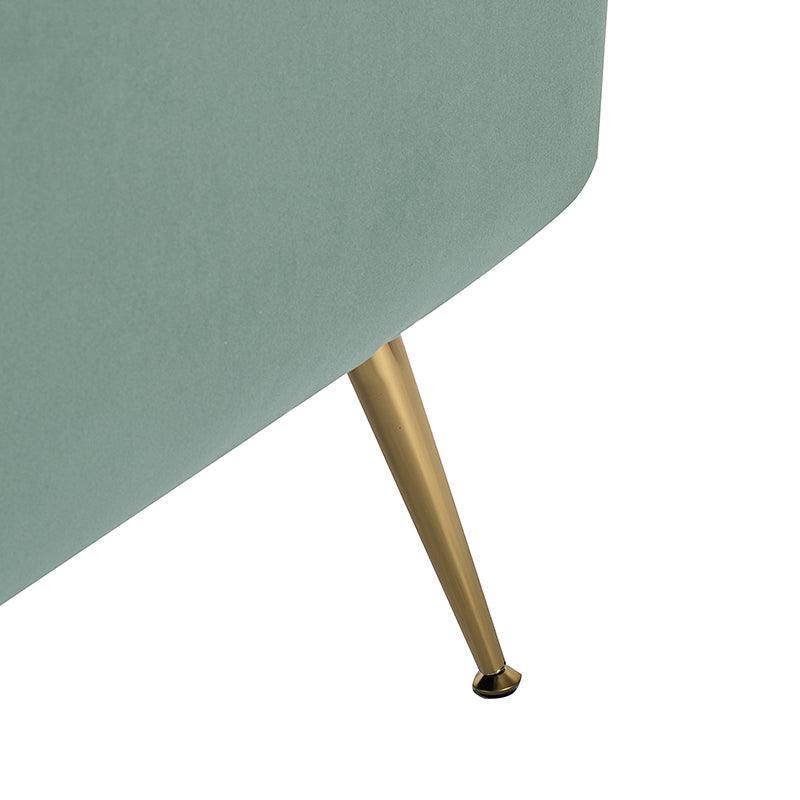 Fauteuil capitonné en velours avec rembourrage en mousse, accoudoirs et pieds en métal doré | Ivoire / Bleu marine / Sarcelle / Sauge / Vert / Fuchsia | Monoplace