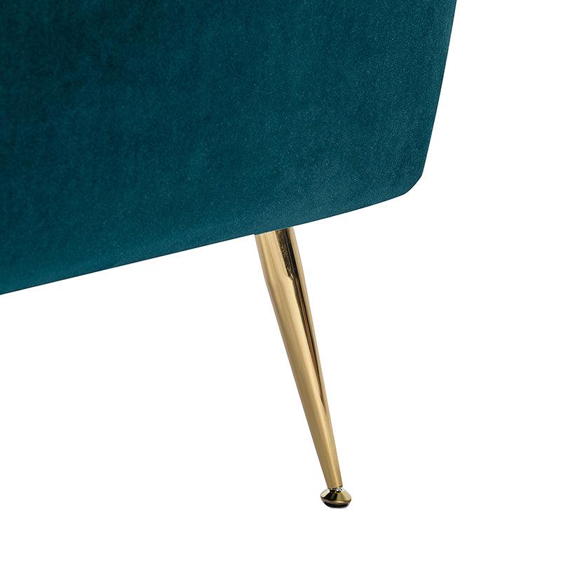 Fauteuil capitonné en velours avec rembourrage en mousse, accoudoirs et pieds en métal doré | Ivoire / Bleu marine / Sarcelle / Sauge / Vert / Fuchsia | Monoplace