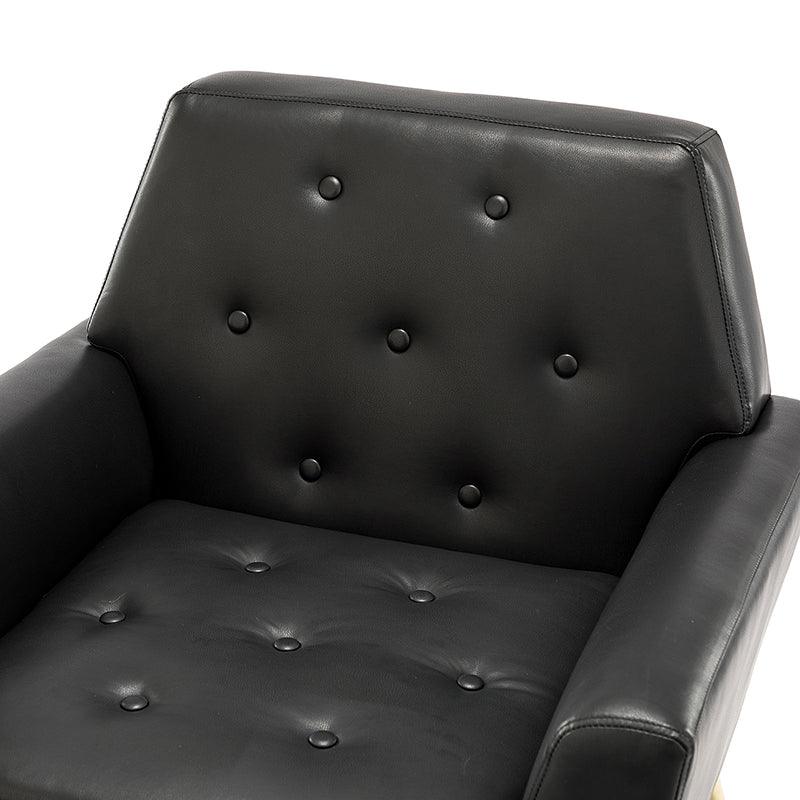 Fauteuil d'appoint capitonné en similicuir avec pieds en métal doré et coussins amovibles | Camel / Marine / Noir / Turquoise / Sauge / Gris | Siège unique