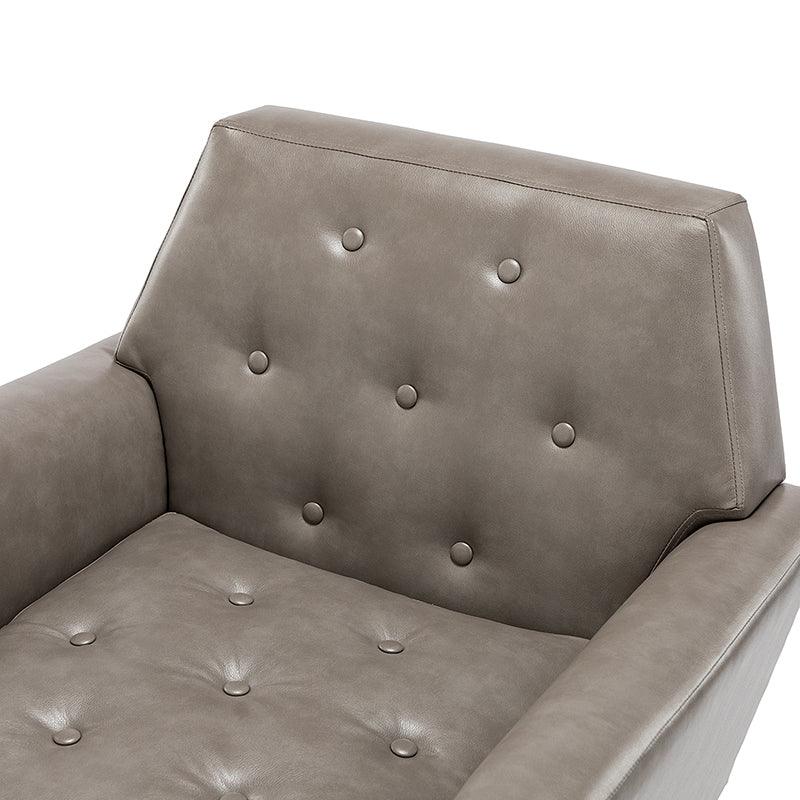 Fauteuil d'appoint capitonné en similicuir avec pieds en métal doré et coussins amovibles | Camel / Marine / Noir / Turquoise / Sauge / Gris | Siège unique