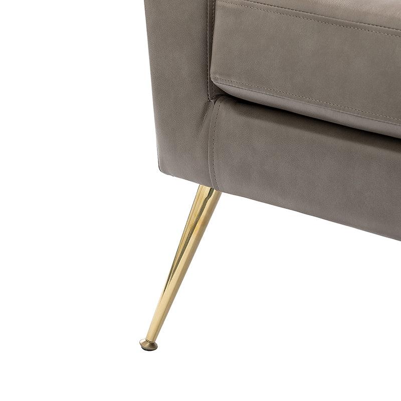 Fauteuil d'appoint capitonné en similicuir avec pieds en métal doré et coussins amovibles | Camel / Marine / Noir / Turquoise / Sauge / Gris | Siège unique