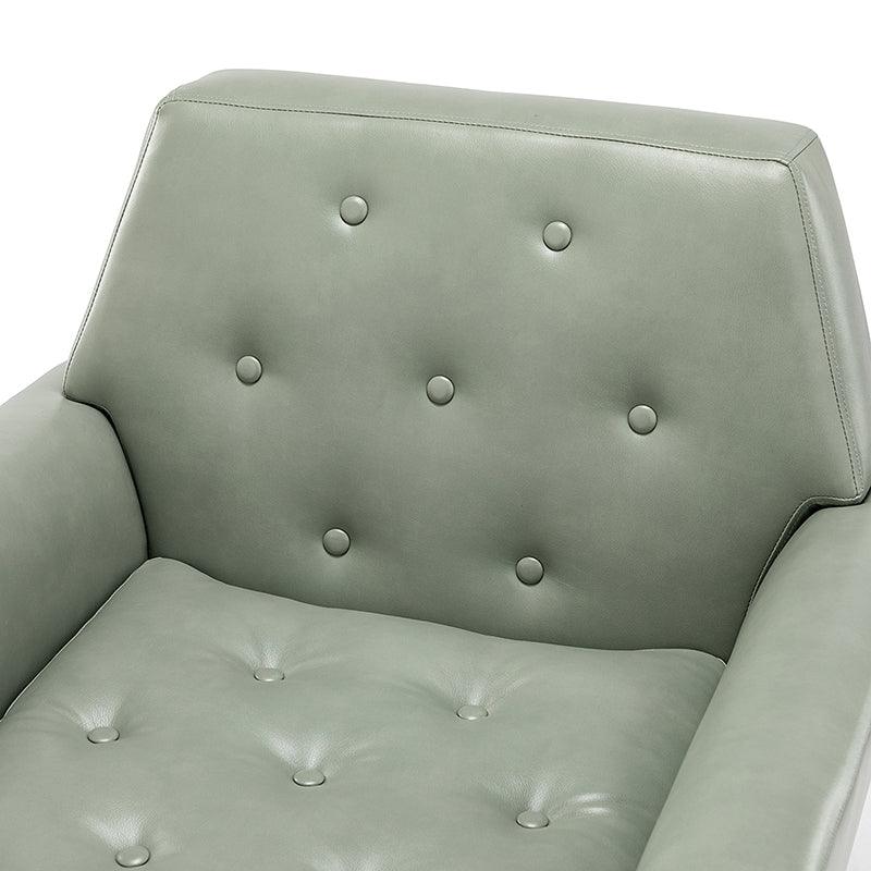 Fauteuil d'appoint capitonné en similicuir avec pieds en métal doré et coussins amovibles | Camel / Marine / Noir / Turquoise / Sauge / Gris | Siège unique