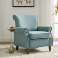 Fauteuil rembourré en polyester avec coussin de siège amovible, rembourrage en mousse et pieds en bois de noyer massif sculpté | Bleu / Avoine / Marine / Ivoire / Gris / Sauge / Sarcelle / Anthracite | Monoplace