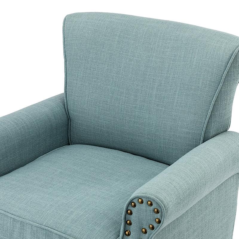 Fauteuil rembourré en polyester avec coussin de siège amovible, rembourrage en mousse et pieds en bois de noyer massif sculpté | Bleu / Avoine / Marine / Ivoire / Gris / Sauge / Sarcelle / Anthracite | Monoplace