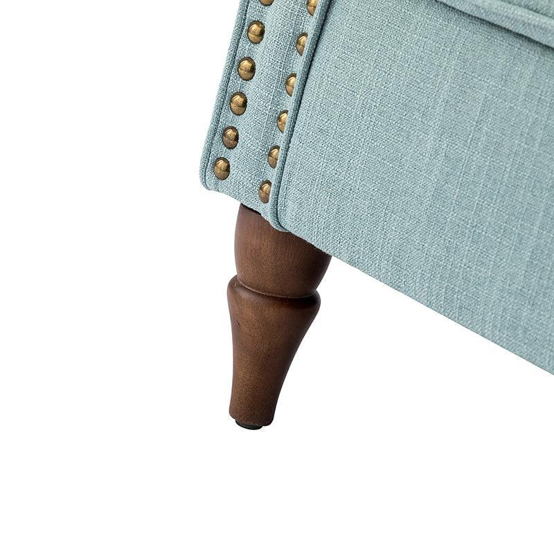 Fauteuil rembourré en polyester avec coussin de siège amovible, rembourrage en mousse et pieds en bois de noyer massif sculpté | Bleu / Avoine / Marine / Ivoire / Gris / Sauge / Sarcelle / Anthracite | Monoplace