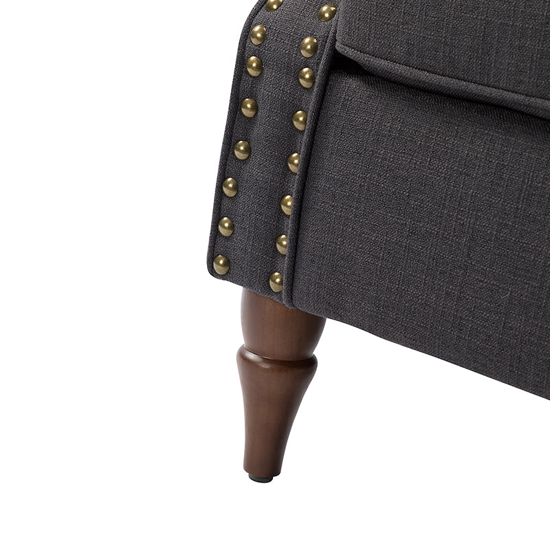 Fauteuil rembourré en polyester avec coussin de siège amovible, rembourrage en mousse et pieds en bois de noyer massif sculpté | Bleu / Avoine / Marine / Ivoire / Gris / Sauge / Sarcelle / Anthracite | Monoplace