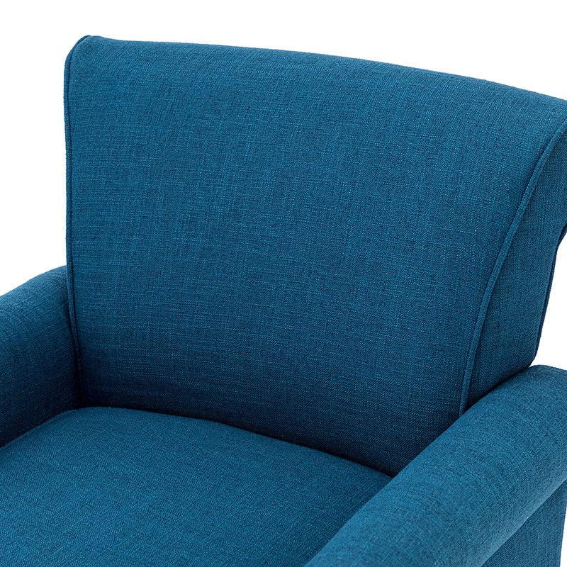 Fauteuil rembourré en polyester avec coussin de siège amovible, rembourrage en mousse et pieds en bois de noyer massif sculpté | Bleu / Avoine / Marine / Ivoire / Gris / Sauge / Sarcelle / Anthracite | Monoplace