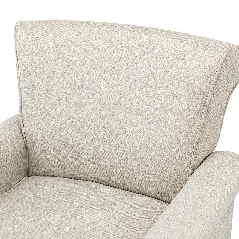 Fauteuil rembourré en polyester avec coussin de siège amovible, rembourrage en mousse et pieds en bois de noyer massif sculpté | Bleu / Avoine / Marine / Ivoire / Gris / Sauge / Sarcelle / Anthracite | Monoplace