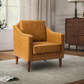Fauteuil en cuir PU avec garniture cloutée, accoudoirs inclinés, coussins amovibles et pieds en bois massif | Camel / Noir / Beige / Marron / Marine | Siège unique