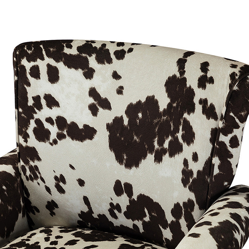 Fauteuil rembourré à accoudoirs roulés et garniture cloutée | Moutarde / Floral / Bleu / Peau de vache / Jaune / Vert / Noir / Gris / Marine / Pin / Médaillon / Rose | Siège unique