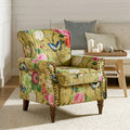 Fauteuil rembourré à accoudoirs roulés et garniture cloutée | Moutarde / Floral / Bleu / Peau de vache / Jaune / Vert / Noir / Gris / Marine / Pin / Médaillon / Rose | Siège unique