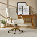 Fauteuil de bureau de direction en similicuir avec capitonnage à canaux et boutons, hauteur réglable, inclinaison et pivot | Ivoire / Caramel / Marron / Noir / Bleu marine / Sauge | Siège unique