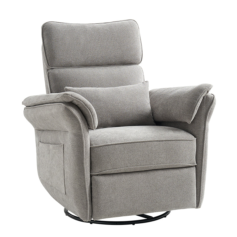 Fauteuil planeur électrique de nurserie avec accoudoirs et appuie-tête réglables, oreiller lombaire amovible, repose-pieds synchronisé et port USB | Beige / Blanc / Gris / Bleu marine / Bleu / Avoine / Mousse / Rose | Monoplace
