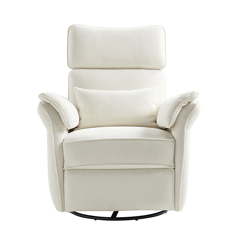 Fauteuil planeur électrique de nurserie avec accoudoirs et appuie-tête réglables, oreiller lombaire amovible, repose-pieds synchronisé et port USB | Beige / Blanc / Gris / Bleu marine / Bleu / Avoine / Mousse / Rose | Monoplace