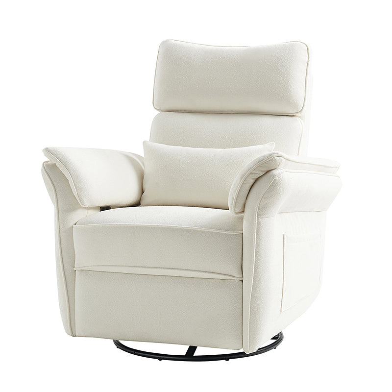 Fauteuil planeur électrique de nurserie avec accoudoirs et appuie-tête réglables, oreiller lombaire amovible, repose-pieds synchronisé et port USB | Beige / Blanc / Gris / Bleu marine / Bleu / Avoine / Mousse / Rose | Monoplace