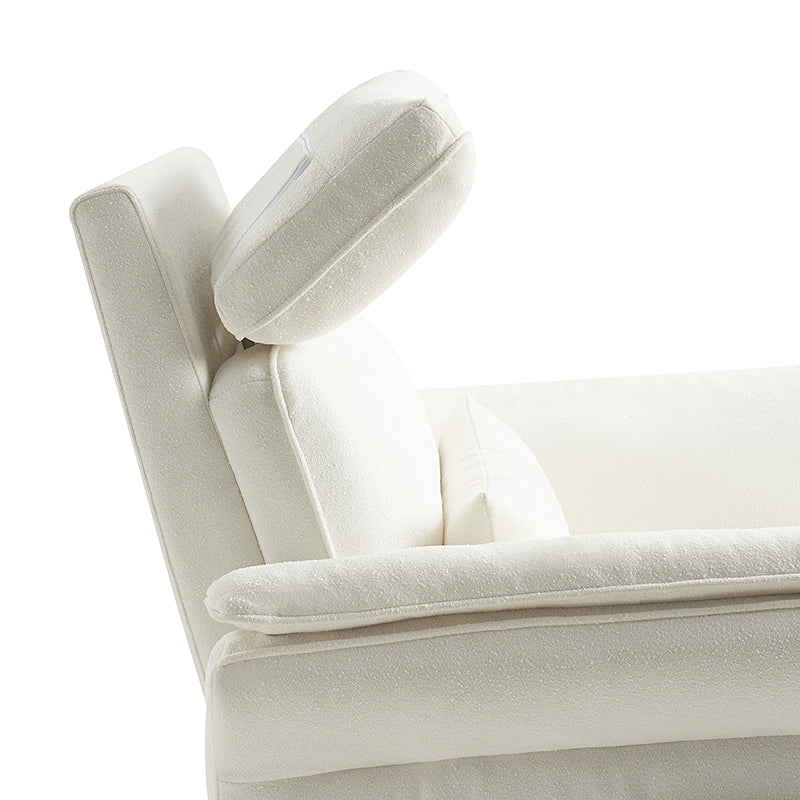 Fauteuil planeur électrique de nurserie avec accoudoirs et appuie-tête réglables, oreiller lombaire amovible, repose-pieds synchronisé et port USB | Beige / Blanc / Gris / Bleu marine / Bleu / Avoine / Mousse / Rose | Monoplace