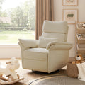 Fauteuil planeur électrique de nurserie avec accoudoirs et appuie-tête réglables, oreiller lombaire amovible, repose-pieds synchronisé et port USB | Beige / Blanc / Gris / Bleu marine / Bleu / Avoine / Mousse / Rose | Monoplace