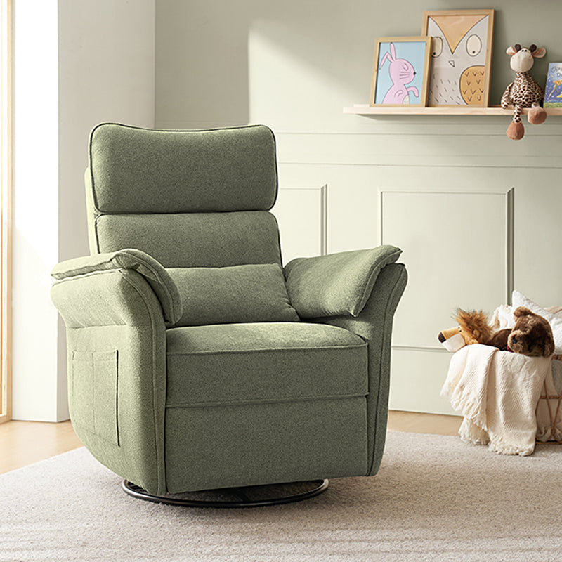 Fauteuil planeur électrique de nurserie avec accoudoirs et appuie-tête réglables, oreiller lombaire amovible, repose-pieds synchronisé et port USB | Beige / Blanc / Gris / Bleu marine / Bleu / Avoine / Mousse / Rose | Monoplace